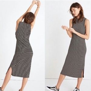 Madewell Ribbed Mock Neck Striped Midi Dress
